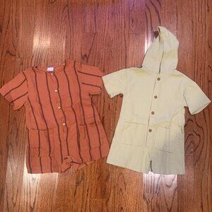 NWOT Zara Romper 100% Cotton Lot (2) | Orange Pale Yellow | Sz 4Y